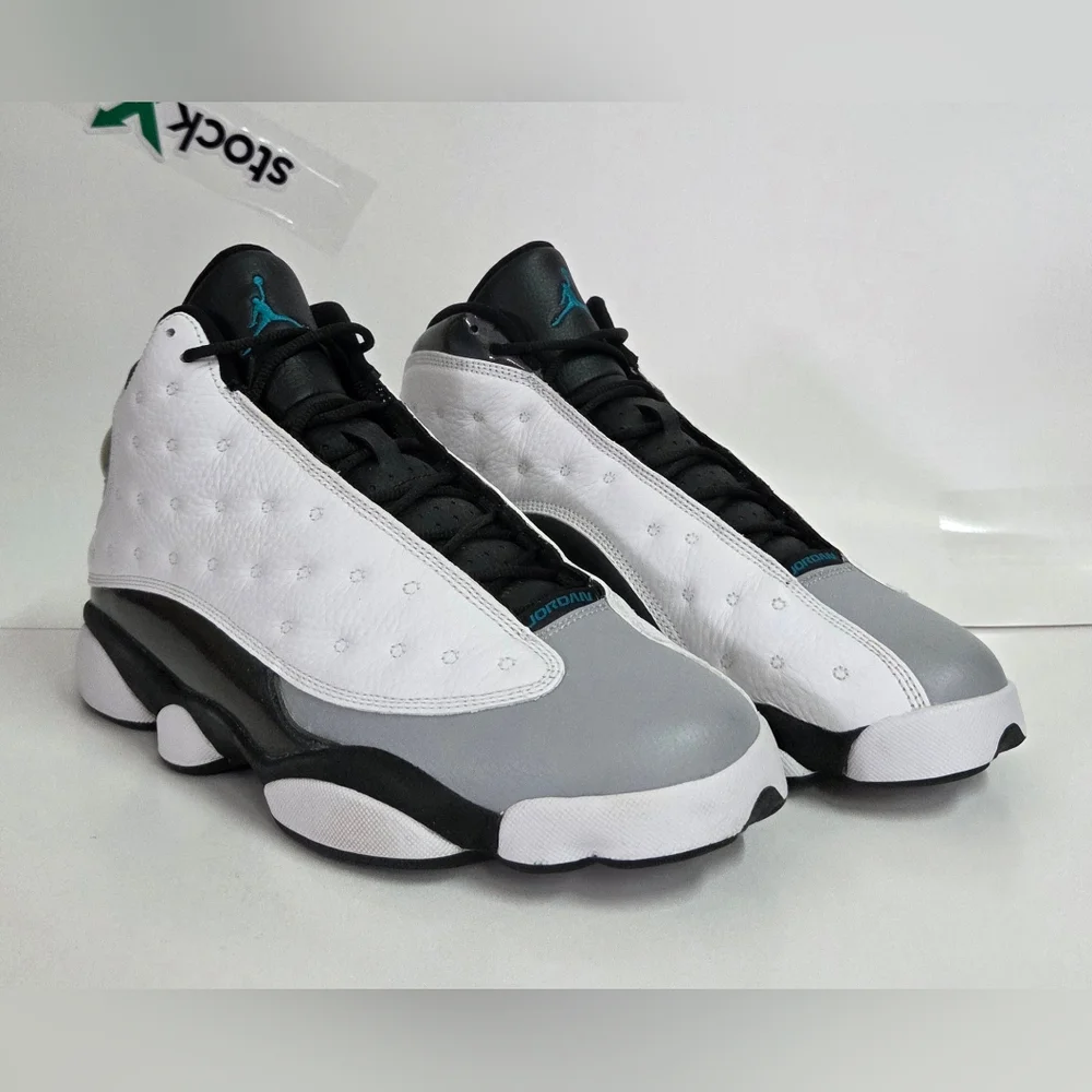 Nike Air Jordan 13 Retro White-Teal-Grey Barons Hologram Mens Sz 10 [414571-115] - Picture 3 of 10